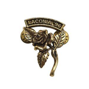 Vintage Laconia 96 Rose Pin Brooch Gold Tone